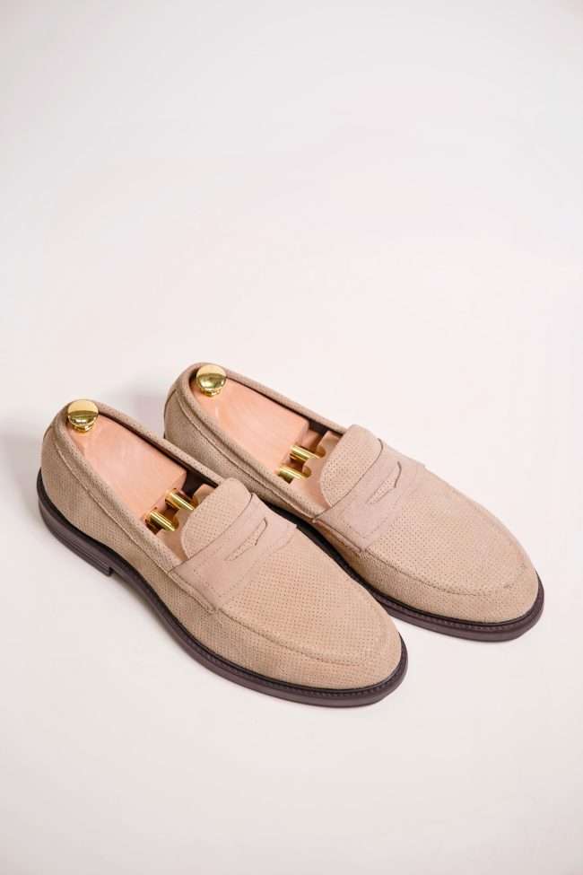 Severin Sandstone Perforated Suede Loafer Breathable Summer Shoe