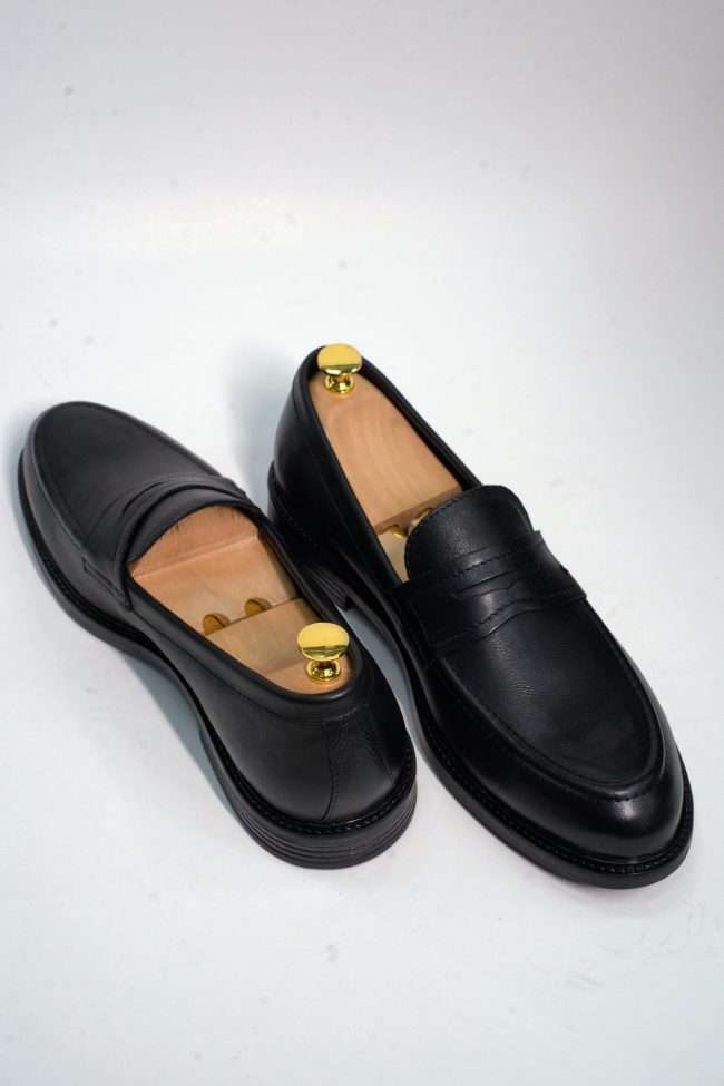 Severin Onyx Black Polished Leather Loafers Formal Footwear