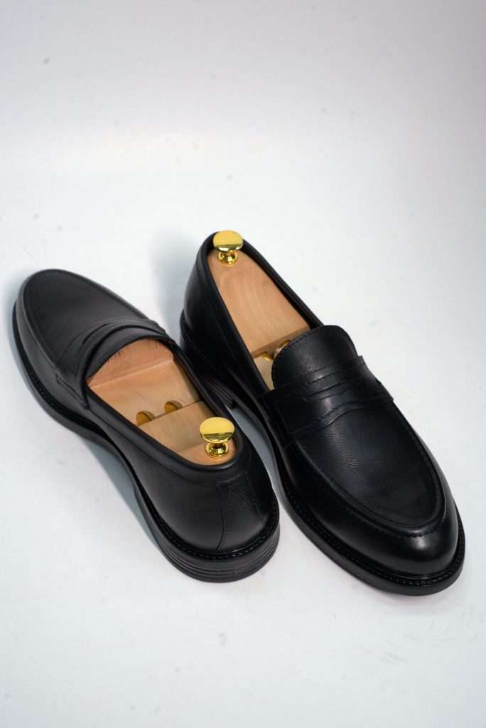 Severin Onyx Black Polished Leather Loafers Formal Footwear