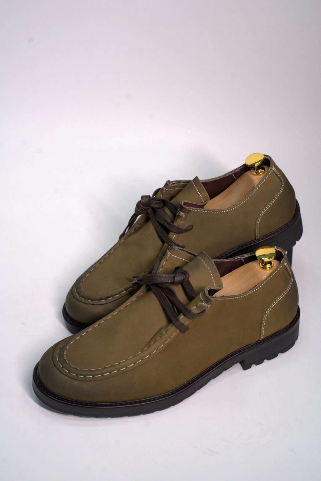 Severin Olive Leaf Green Suede Moc-Toe Shoes