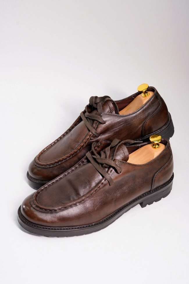 Severin Mahogany Leather Moc-Toe Shoe Durable Artisanal Footwear