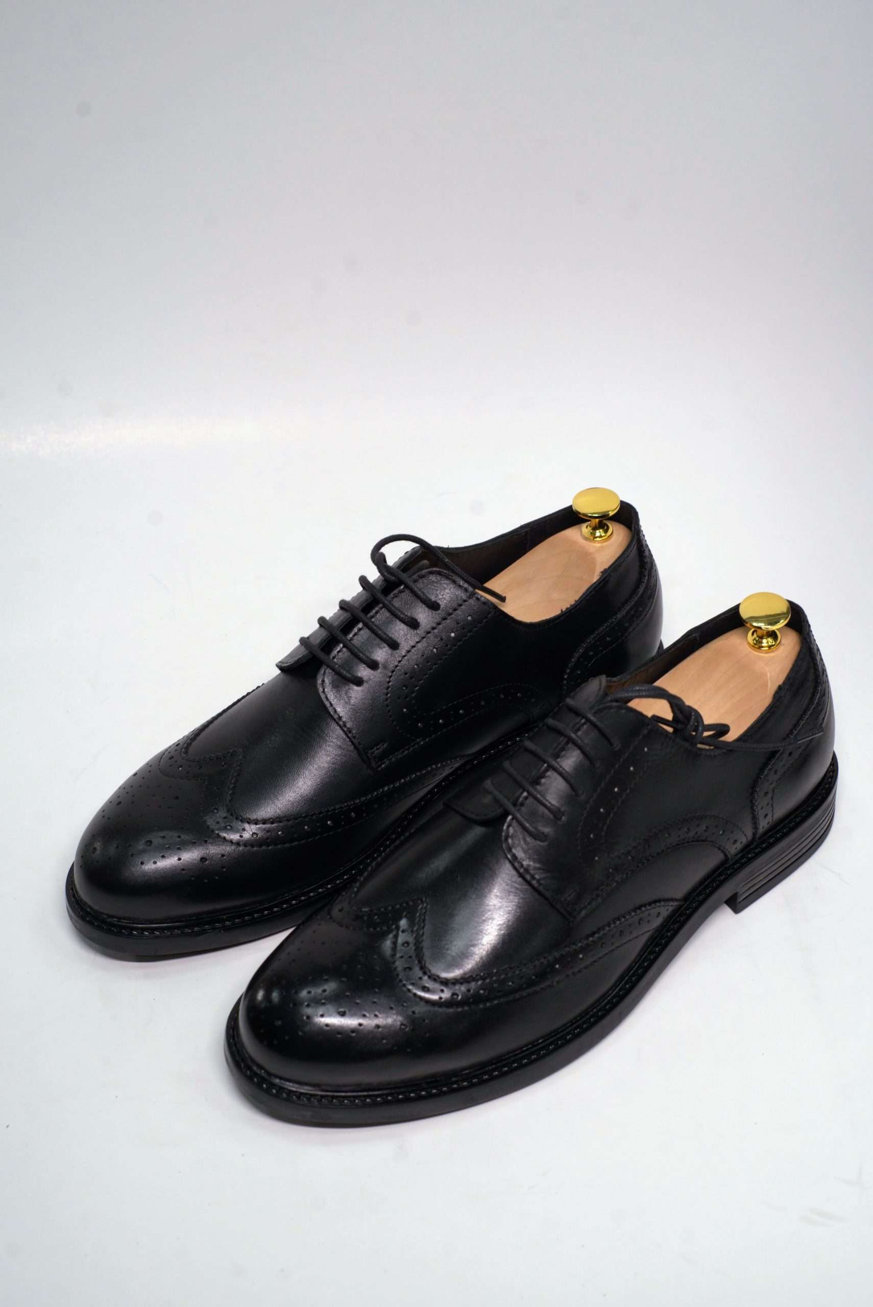 Severin Onyx Black Leather Wingtip Brogue Shoes